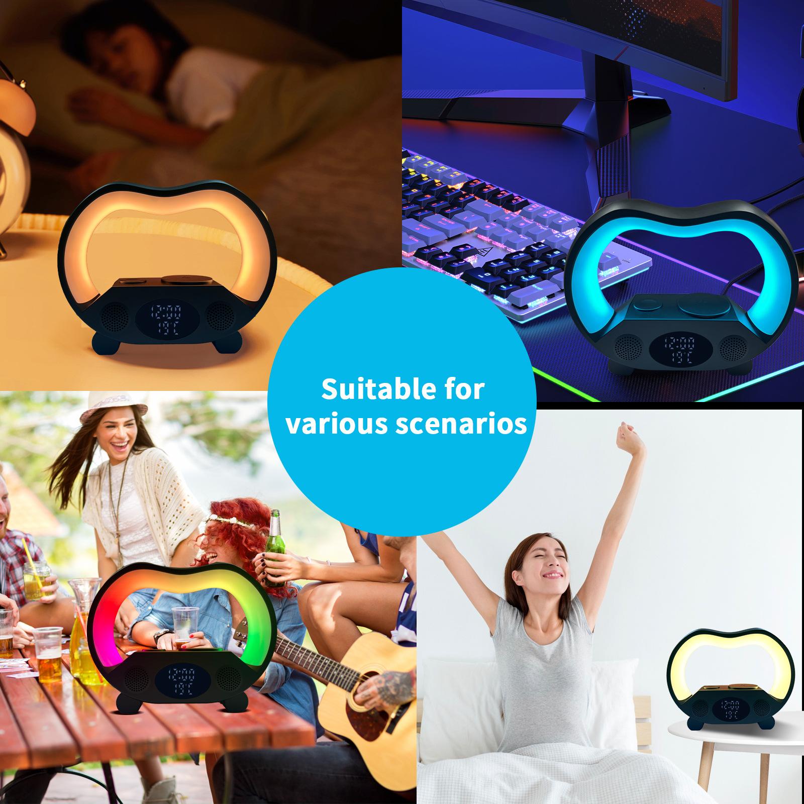 New 6 In 1 Smart Remote Control Bluetooth-compatible Ambience Intelligent LED Table Lamp Multi-function Wireless Charger Night Light Bluetooth-compatible Speaker 4