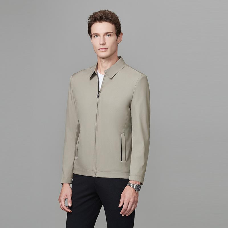 Mens Executive Jacket Notched Lapel Relaxed Fit Thin Style For Middle-aged Men 4