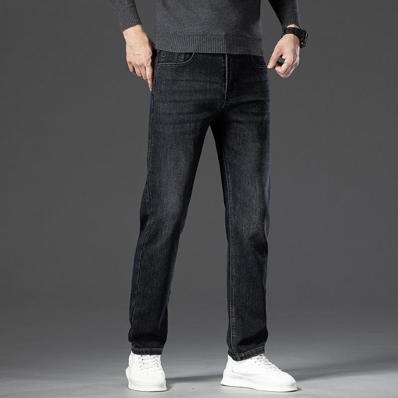 High-end Mens Straight-leg, Relaxed-fit, Plus-size Business Casual Jeans 4