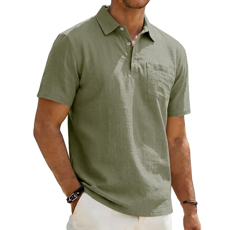 Men's Beach Linen Polo Shirt, Loose-Fit, Casual, Minimalist 10