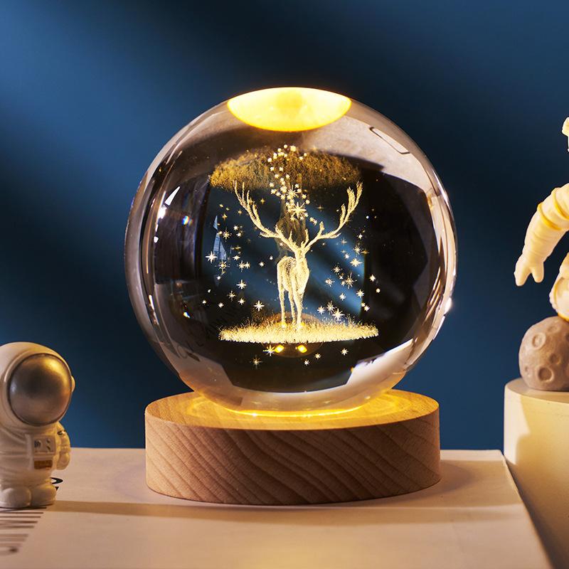 Luminous Starry Sky And Planets Moon Moon Crystal Ball Small Night Lamp Projection Ambience Light Creative Gift New Strange Gift 35