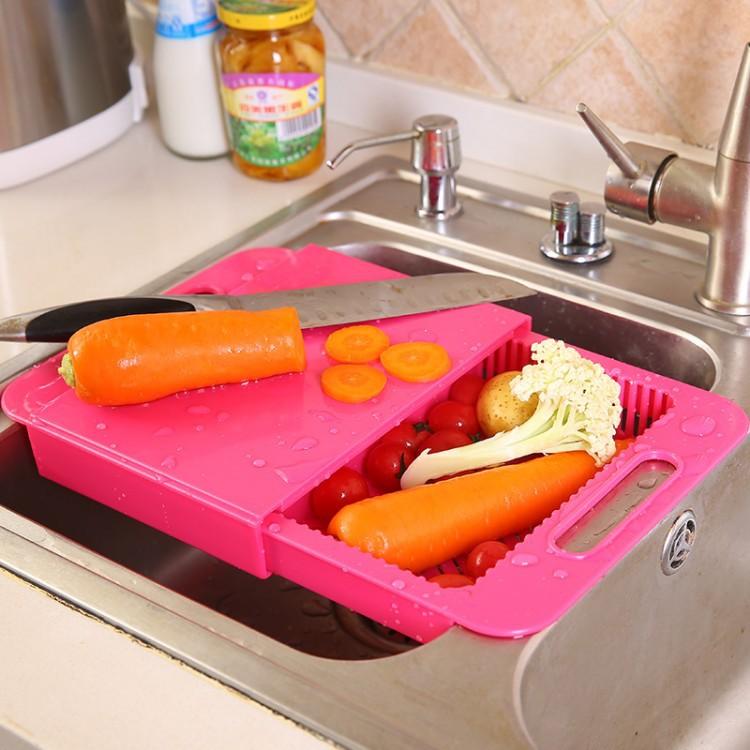 Multifunction Kitchen Chopping Blocks Sinks Drain Basket Cutting Board Vegetable Meat Tools Kitchen Accessories Chopping Board 9