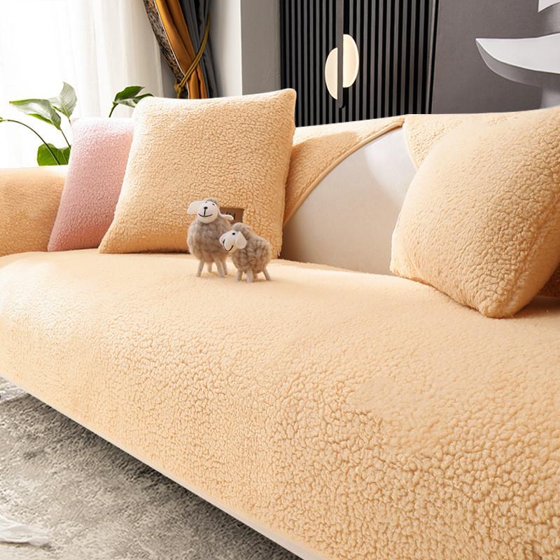 Non-slip Solid Color Simple Lambswool Sofa Cushion 6