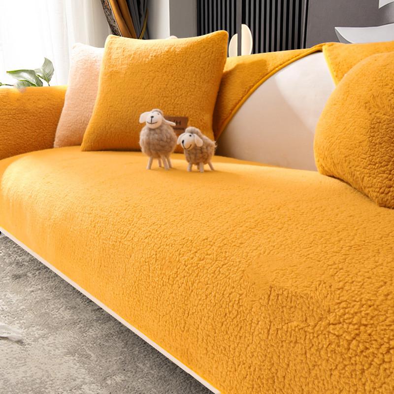 Non-slip Solid Color Simple Lambswool Sofa Cushion 4