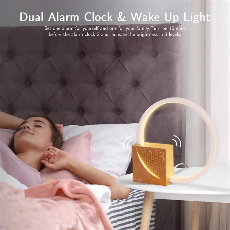 Bedside Lamp Touch Table Lamp With Natural Sounds, Desk Lamp With Alarm Clock, Touch Control 3 Levels Brightness Home Decor 6