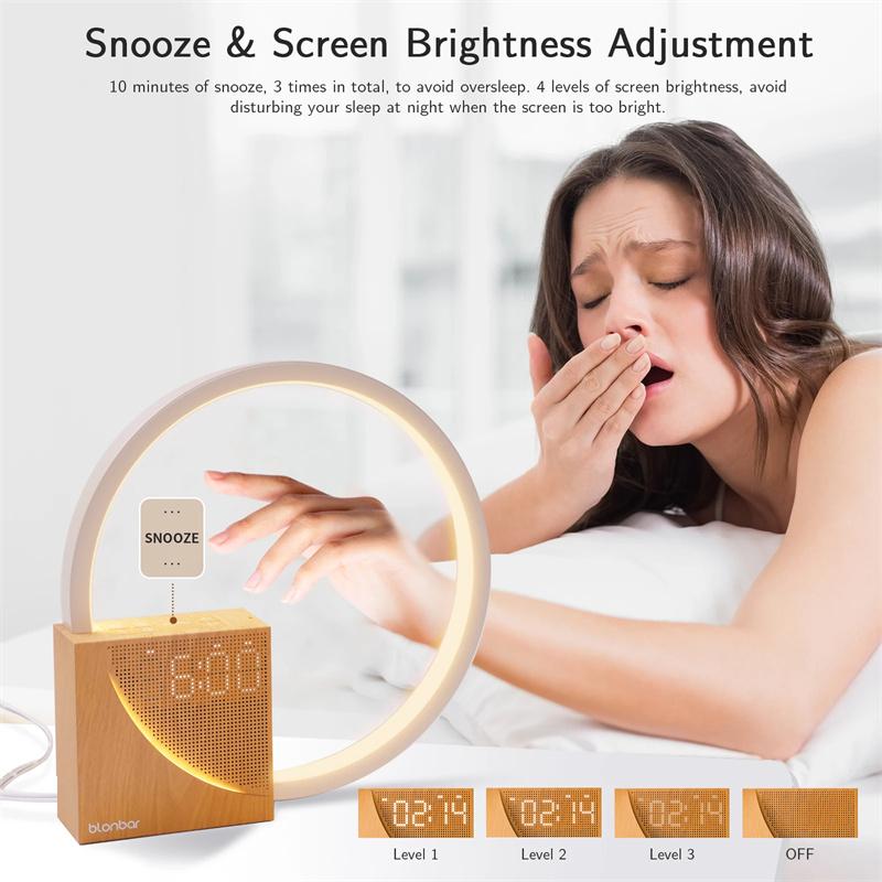 Bedside Lamp Touch Table Lamp With Natural Sounds, Desk Lamp With Alarm Clock, Touch Control 3 Levels Brightness Home Decor 5