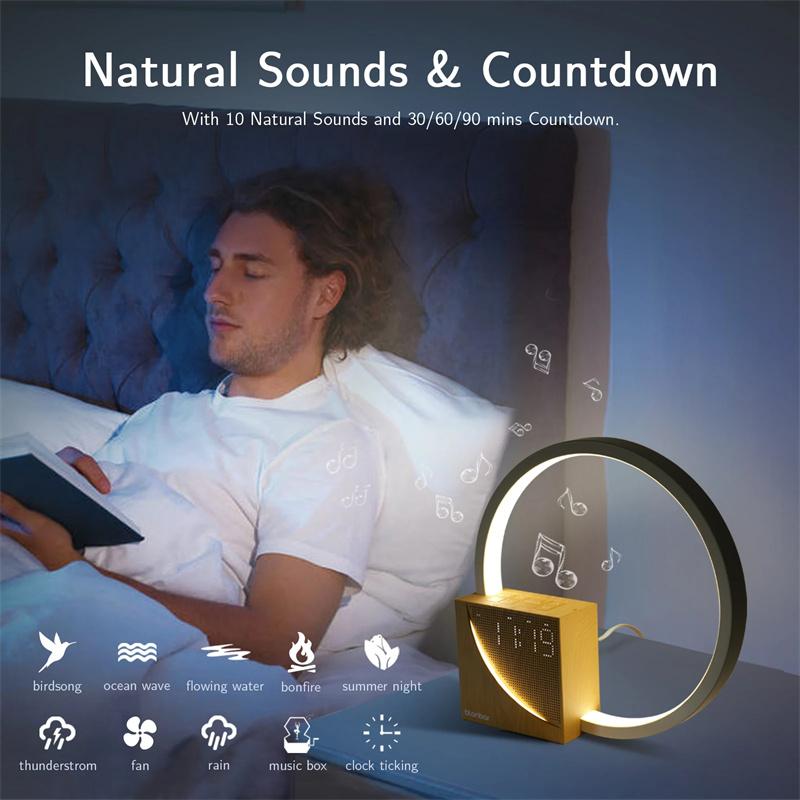 Bedside Lamp Touch Table Lamp With Natural Sounds, Desk Lamp With Alarm Clock, Touch Control 3 Levels Brightness Home Decor 4