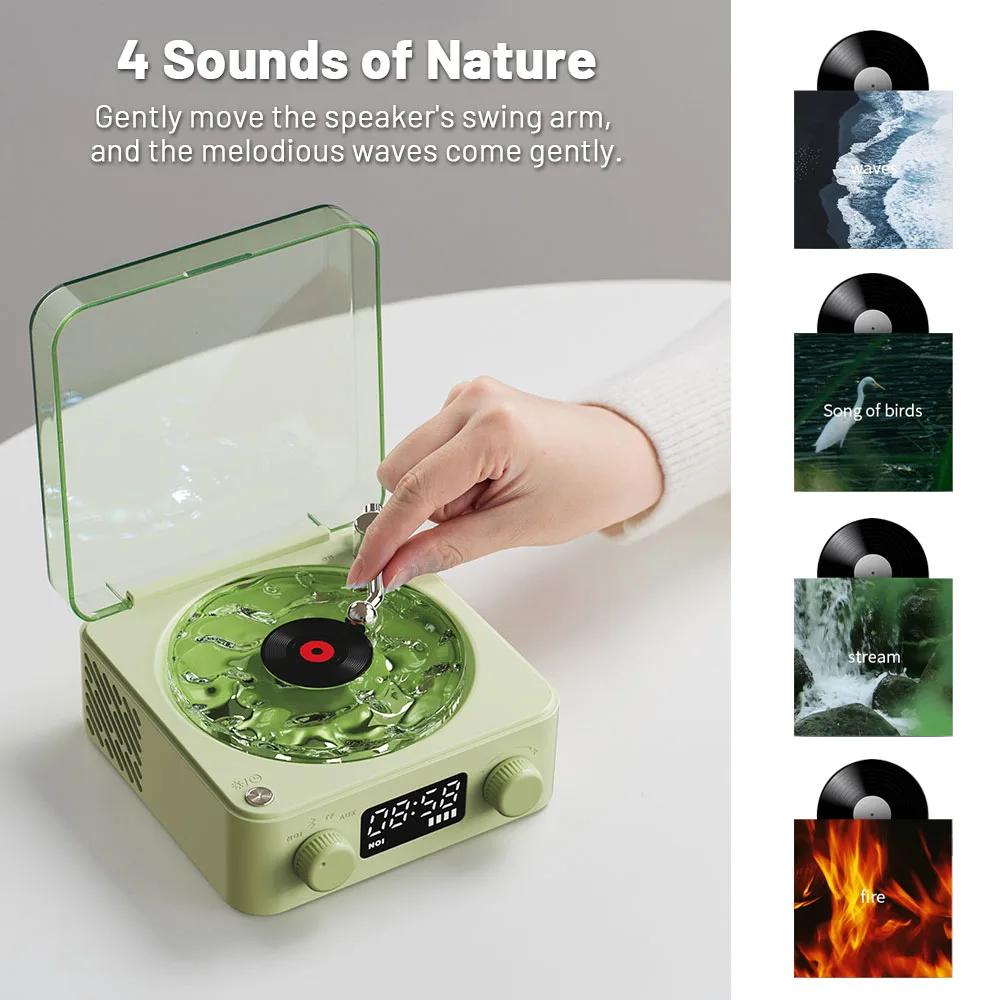 Retro Turntable Speaker Wireless Bluetooth-compatible 5.0 Vinyl Record Player Stereo Sound With White Noise RGB Projection Lamp Effect 3