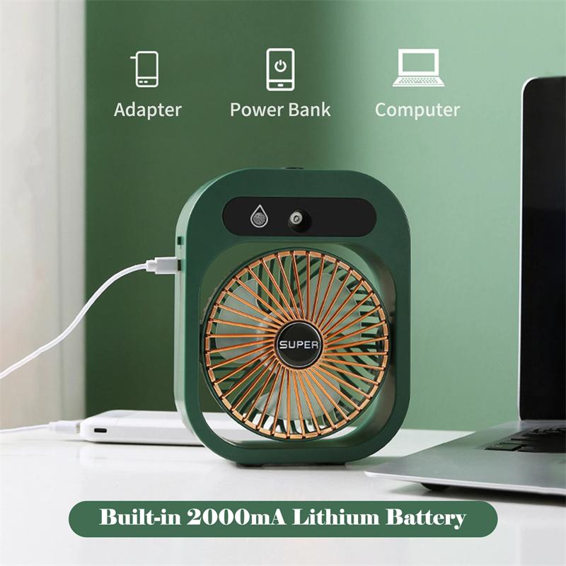 Air Conditioning Fan Desk Misting Fan Air Cooler Cooling USB Rechargeable Humidifier Portable Spray Fan With 3 Wind Speeds Mist Fan For Home 5
