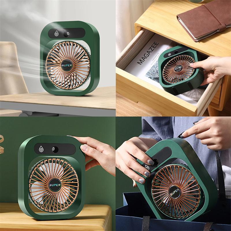 Air Conditioning Fan Desk Misting Fan Air Cooler Cooling USB Rechargeable Humidifier Portable Spray Fan With 3 Wind Speeds Mist Fan For Home 6