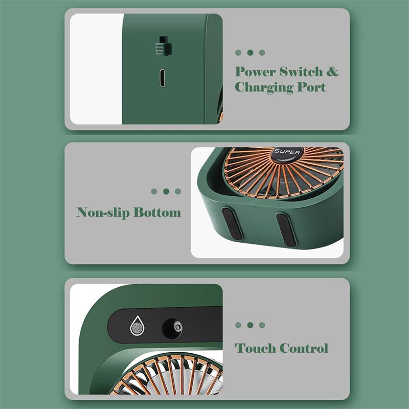 Air Conditioning Fan Desk Misting Fan Air Cooler Cooling USB Rechargeable Humidifier Portable Spray Fan With 3 Wind Speeds Mist Fan For Home 22
