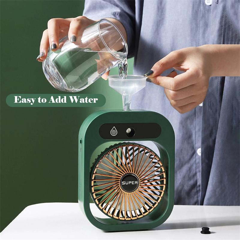 Air Conditioning Fan Desk Misting Fan Air Cooler Cooling USB Rechargeable Humidifier Portable Spray Fan With 3 Wind Speeds Mist Fan For Home 4