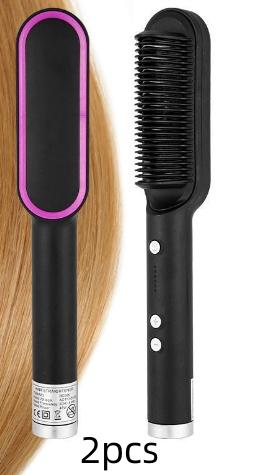 New 2 In 1 Hair Straightener Hot Comb Negative Ion Curling Tong Dual-purpose Electric Hair Brush 47