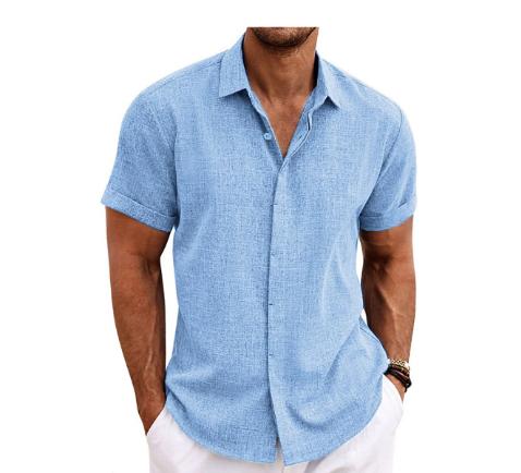 Men's Linen Short Sleeved T-shirt Loose Fitting 5