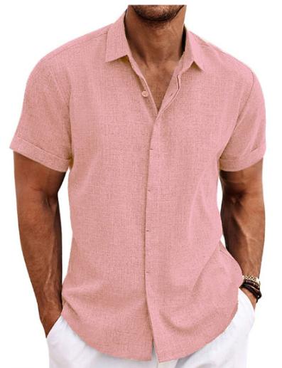 Men's Linen Short Sleeved T-shirt Loose Fitting 4