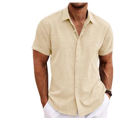 Men's Linen Short Sleeved T-shirt Loose Fitting 9