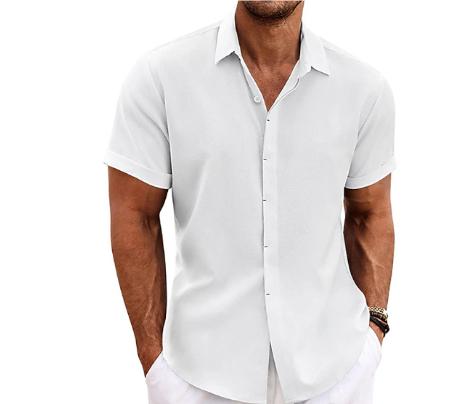 Men's Linen Short Sleeved T-shirt Loose Fitting 7