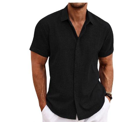Men's Linen Short Sleeved T-shirt Loose Fitting 8