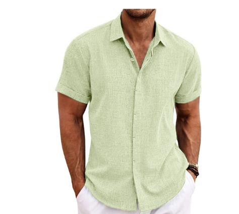 Men's Linen Short Sleeved T-shirt Loose Fitting 6