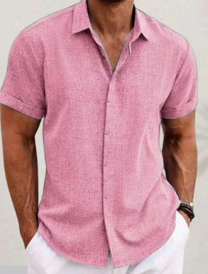 Men's Linen Short Sleeved T-shirt Loose Fitting 11