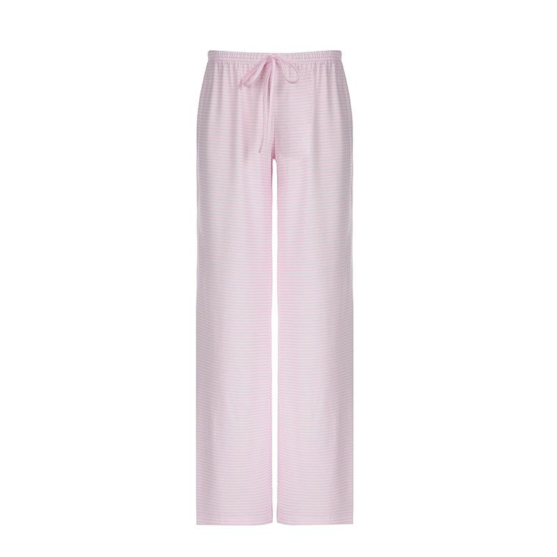 Women's Striped Print Trousers Y2K Fashion Casual Lace Up Home Straight  Wide-leg Pants 12