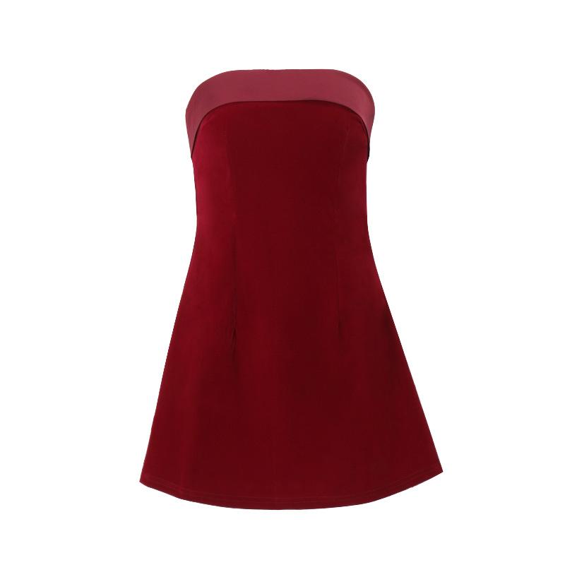 Ins Slim Tube-top Dress Fashion Zipper A-line Short Dresses Party Evening Clothing For Women 7