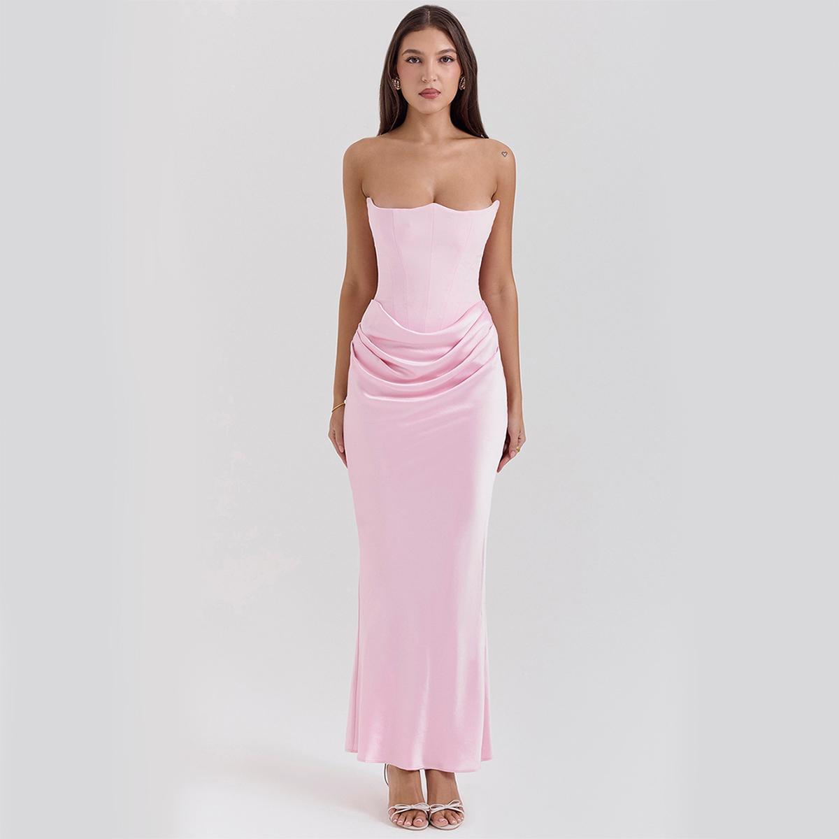Slim Tube Top Long Dress Sexy Fashion Bandeau Backless Party Evening Dresses For Women Clothing 11