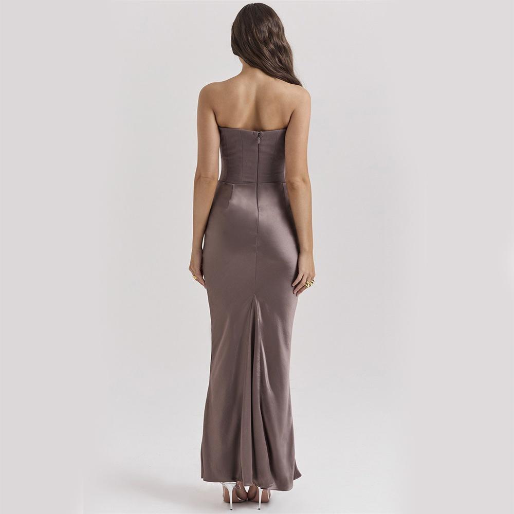 Slim Tube Top Long Dress Sexy Fashion Bandeau Backless Party Evening Dresses For Women Clothing 4