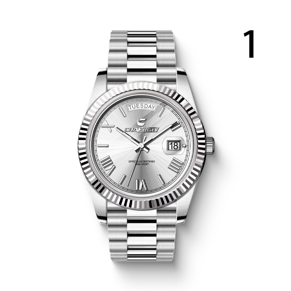 Fashion Men's Watch Steel Band Large Dial Quartz Wrist Watch