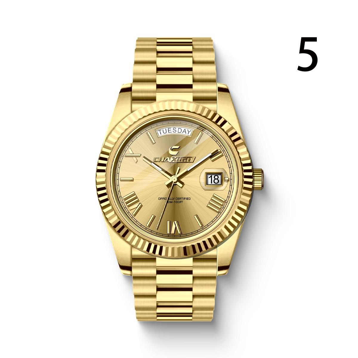 Fashion Men's Watch Steel Band Large Dial Quartz Wrist Watch 10