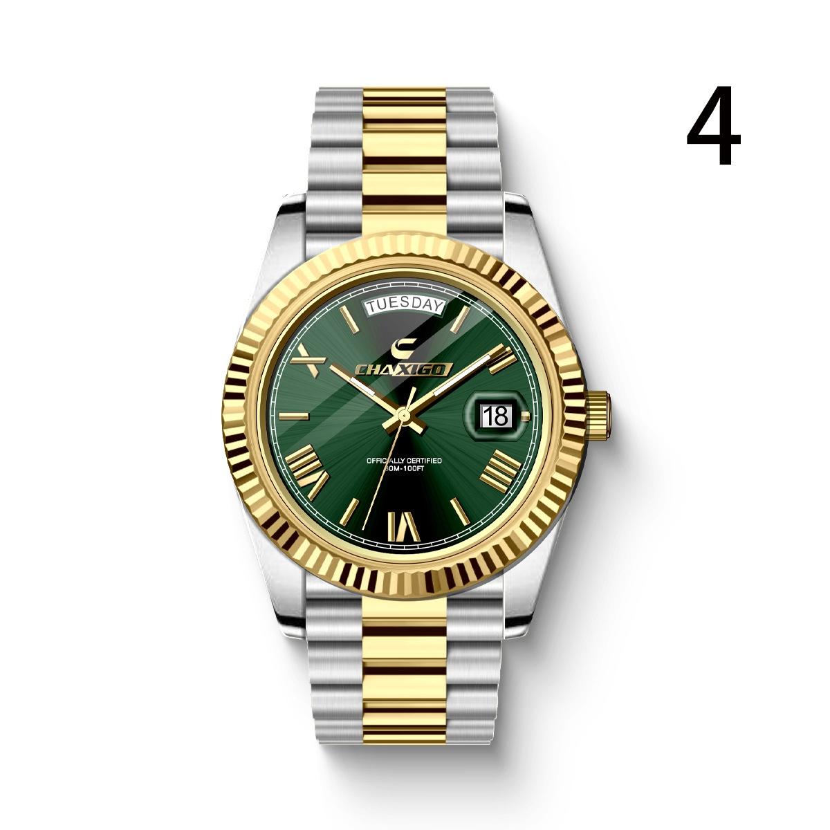 Fashion Men's Watch Steel Band Large Dial Quartz Wrist Watch 9