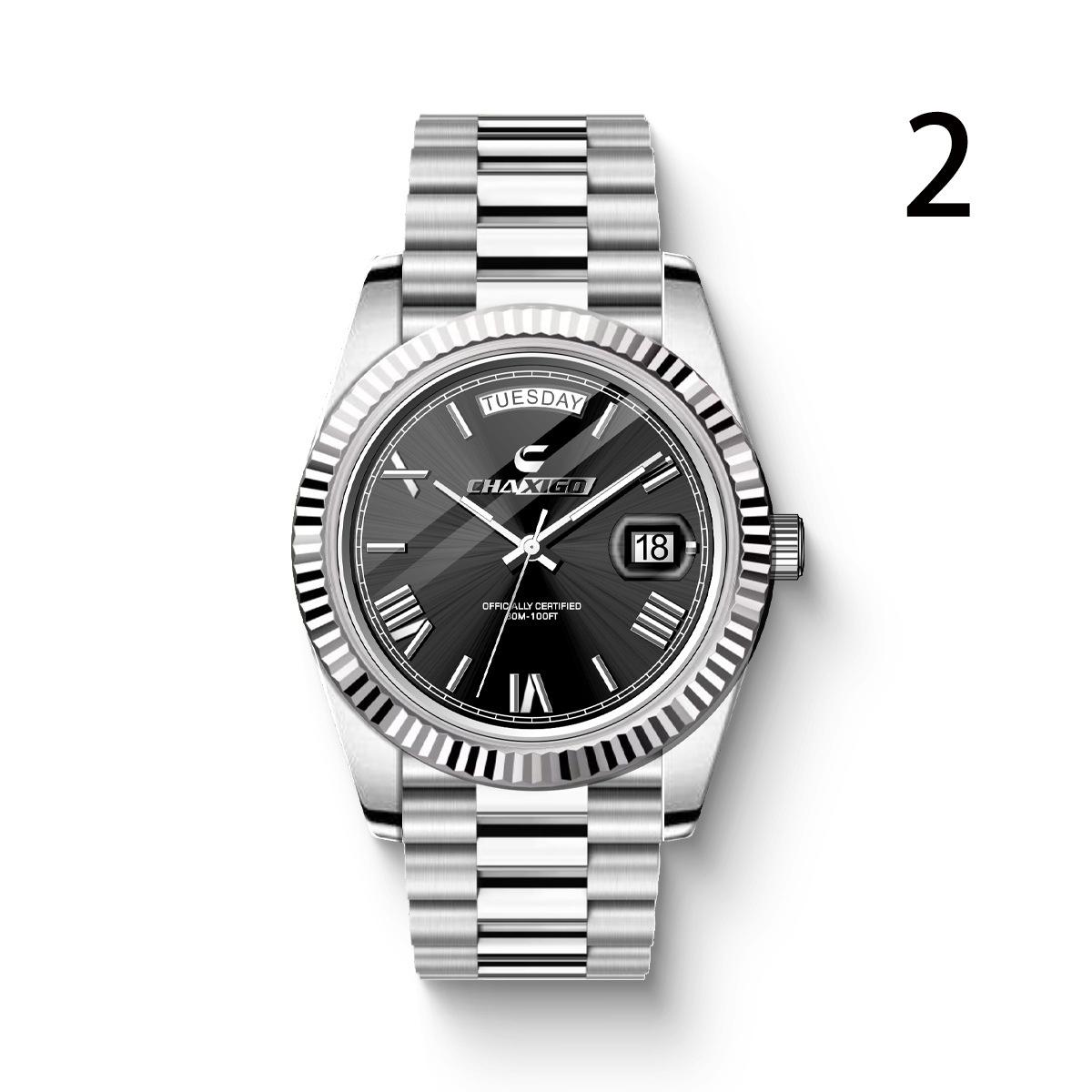 Fashion Men's Watch Steel Band Large Dial Quartz Wrist Watch 7