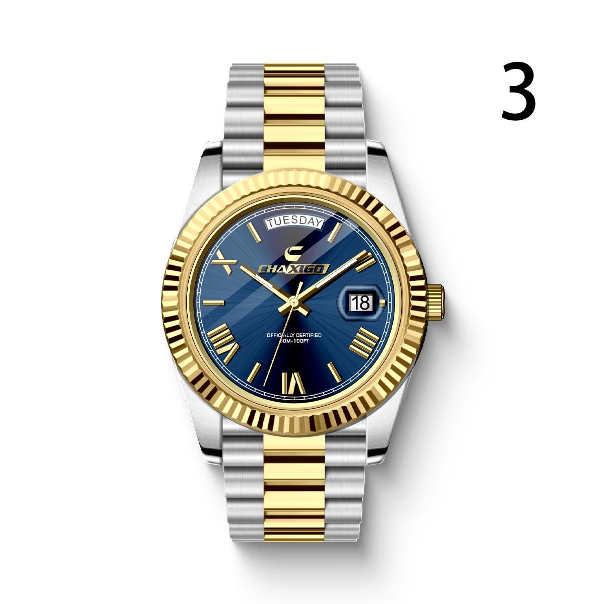 Fashion Men's Watch Steel Band Large Dial Quartz Wrist Watch 8