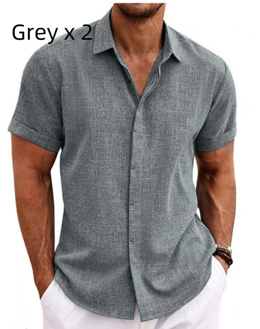 Men's Linen Short Sleeved T-shirt Loose Fitting 12