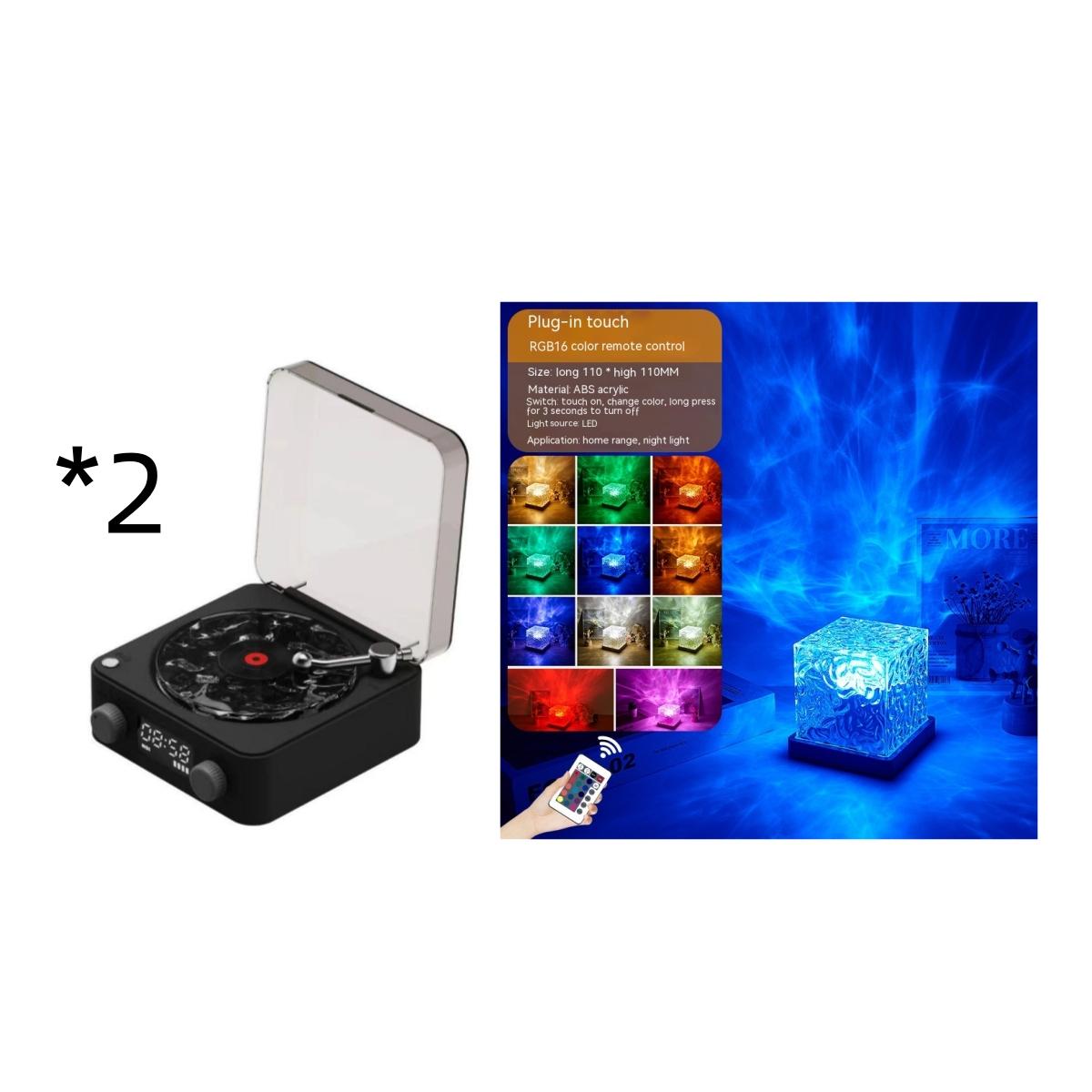 Retro Turntable Speaker Wireless Bluetooth-compatible 5.0 Vinyl Record Player Stereo Sound With White Noise RGB Projection Lamp Effect 22