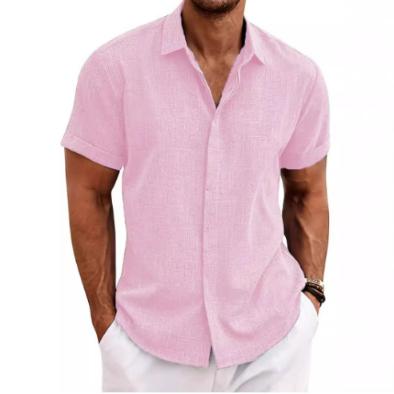 Men's Linen Short Sleeved T-shirt Loose Fitting 13