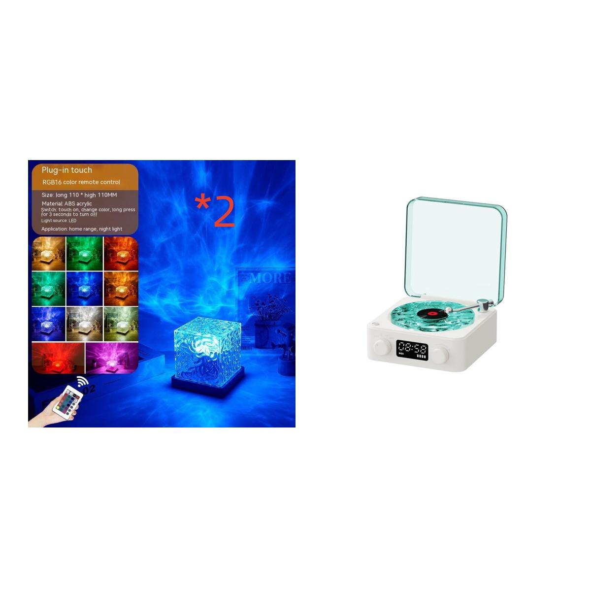 Retro Turntable Speaker Wireless Bluetooth-compatible 5.0 Vinyl Record Player Stereo Sound With White Noise RGB Projection Lamp Effect 30