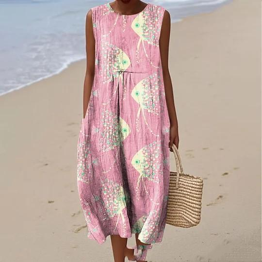 Sleeveless Casual Print Temperament Long Dress Dress Slim Fit 10