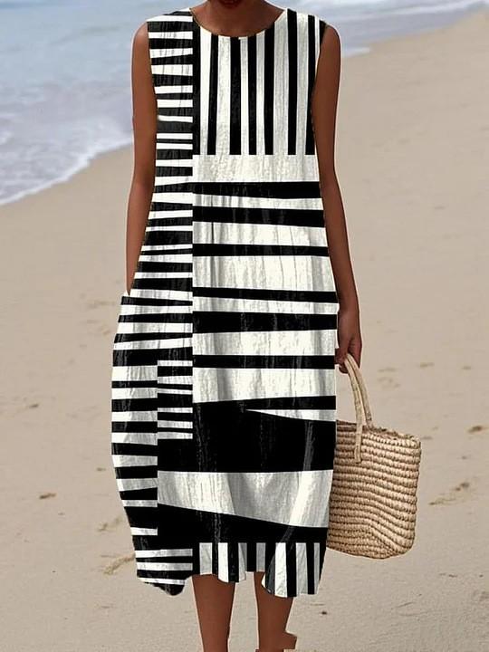 Sleeveless Casual Print Temperament Long Dress Dress Slim Fit 3