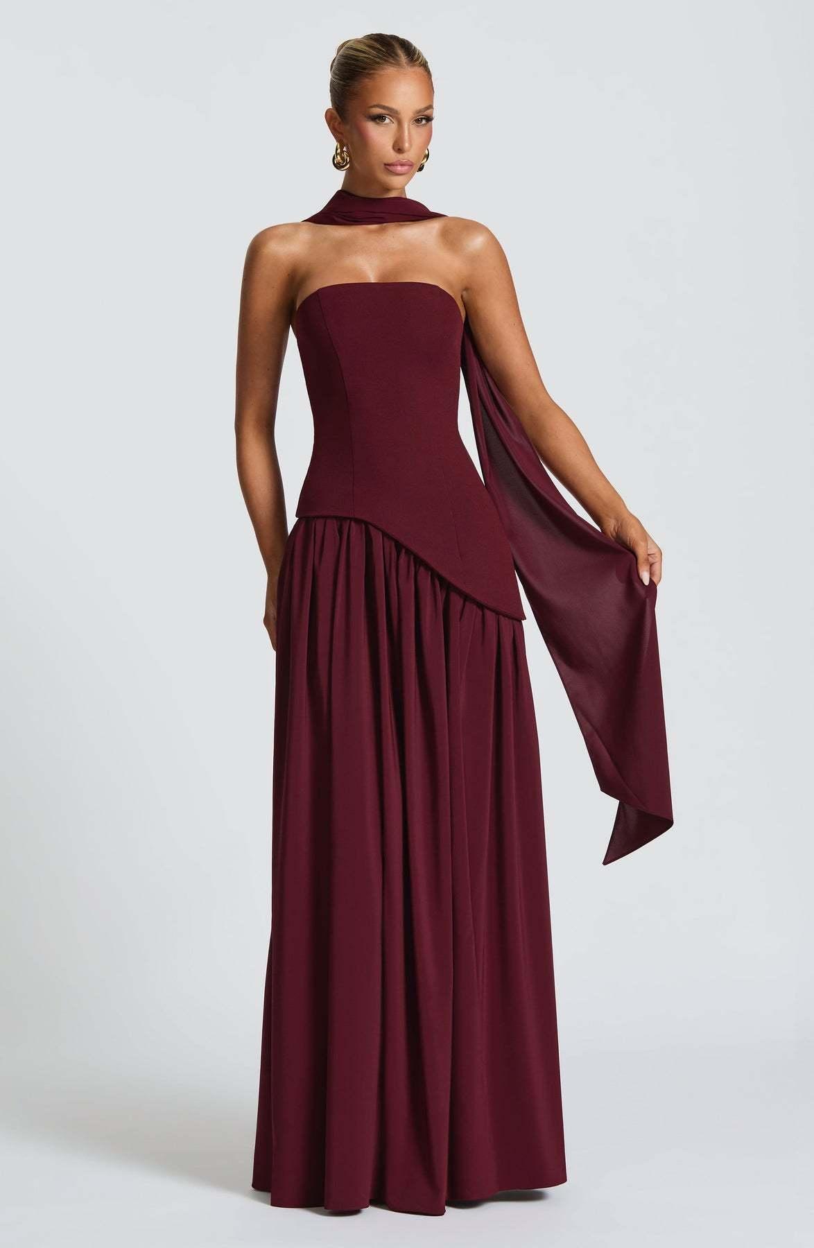 Pure Color Split Backless Elegant Streamer Dress 11