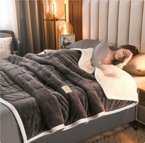 Fleece Blankets And Throws Thick Warm Winter Blankets Home Super Soft Duvet Luxury Solid Blankets On Twin Bedding 23
