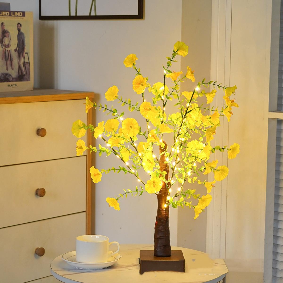 Green Leaf LED Tree Lamp Bedroom Room Decor Table Lamp 10