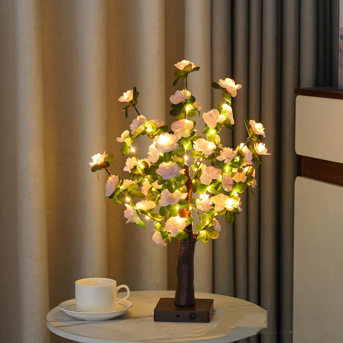Green Leaf LED Tree Lamp Bedroom Room Decor Table Lamp 5