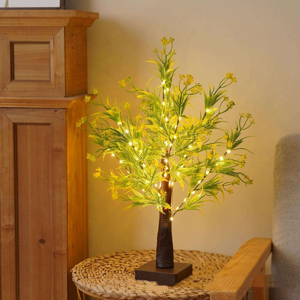 Green Leaf LED Tree Lamp Bedroom Room Decor Table Lamp 4