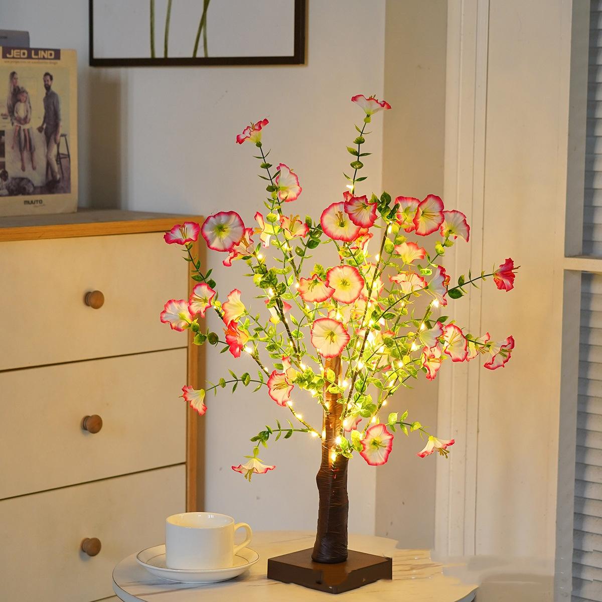 Green Leaf LED Tree Lamp Bedroom Room Decor Table Lamp 8
