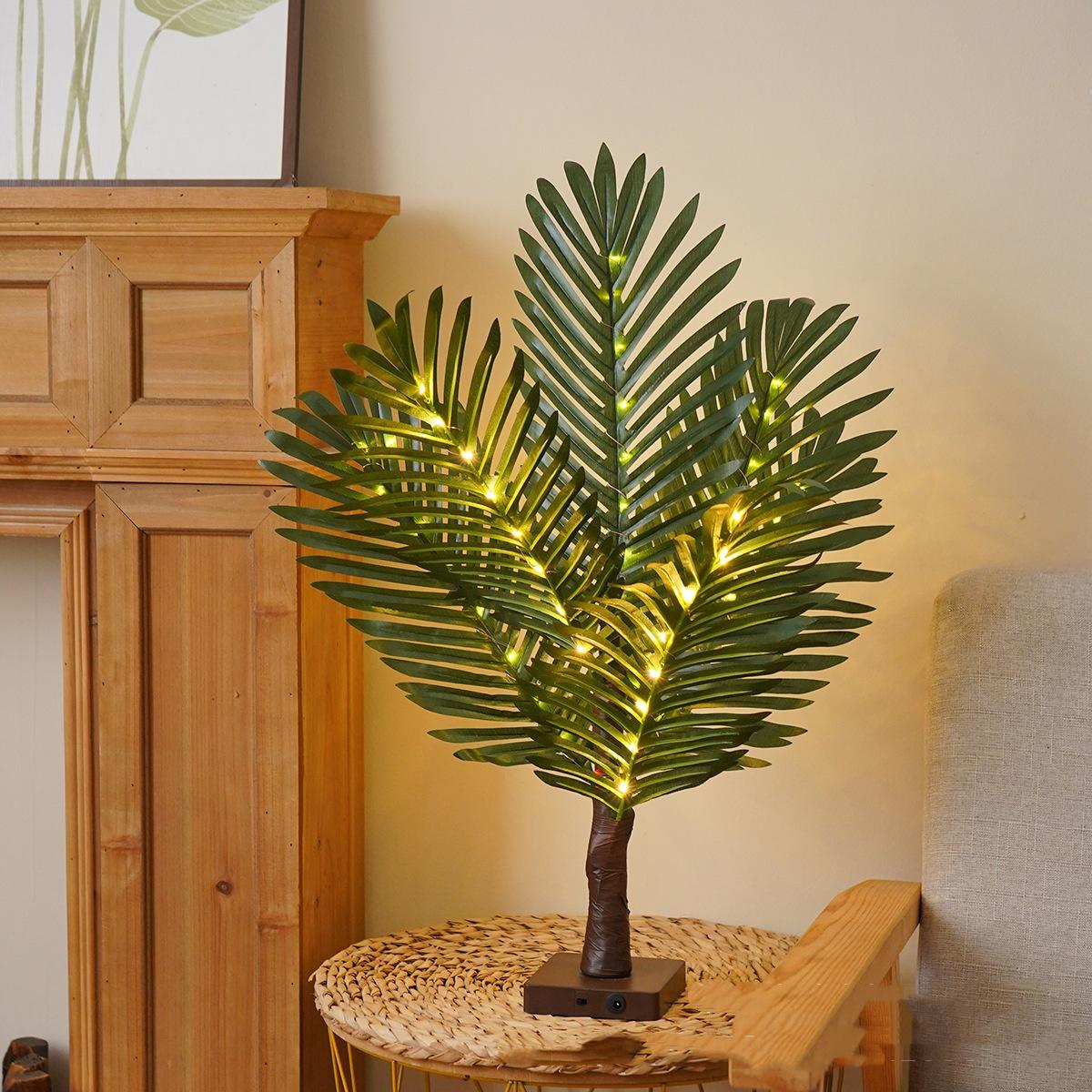 Green Leaf LED Tree Lamp Bedroom Room Decor Table Lamp 12