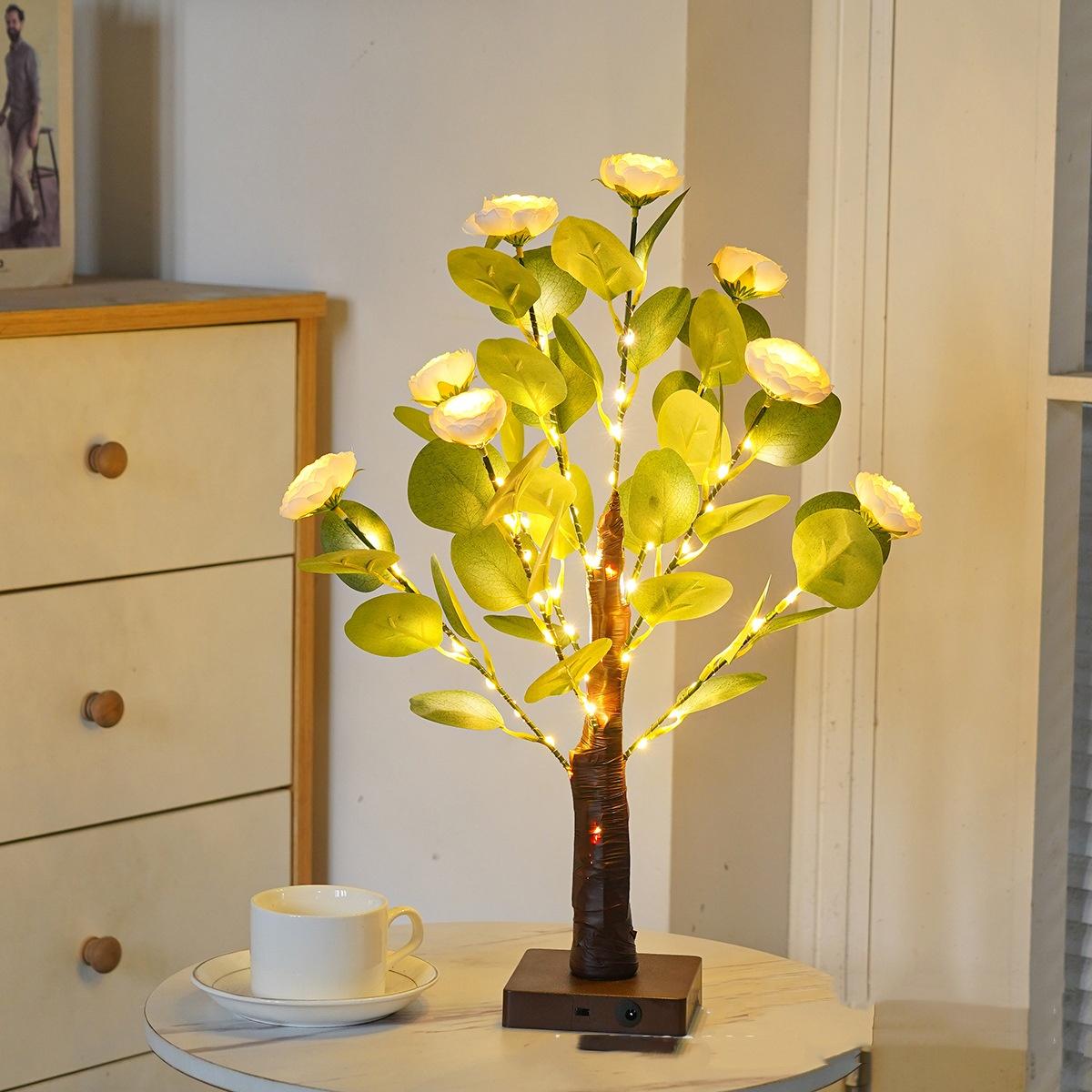 Green Leaf LED Tree Lamp Bedroom Room Decor Table Lamp 7
