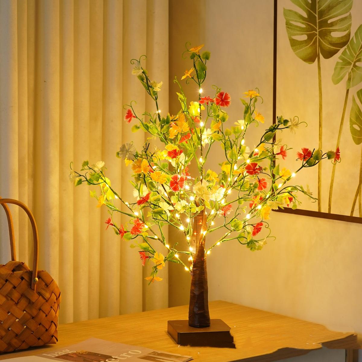 Green Leaf LED Tree Lamp Bedroom Room Decor Table Lamp 3