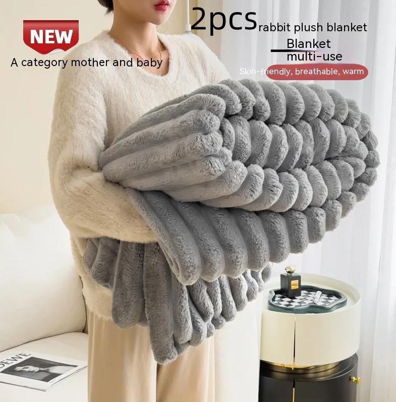 Soft Wind Bubble Velvet Blanket Warm Solid Rabbit Fur Blankets Double-sided Thickening Cover Throw Warm Fur Blanket 18