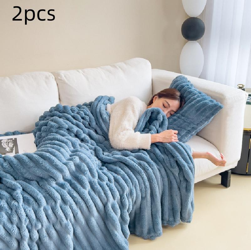 Soft Wind Bubble Velvet Blanket Warm Solid Rabbit Fur Blankets Double-sided Thickening Cover Throw Warm Fur Blanket 14